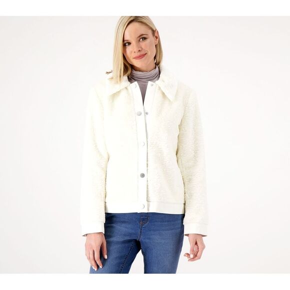Dennis Basso Women's Jacket Sz XL Madison Ave Faux Persian White A523231 - Picture 1 of 4
